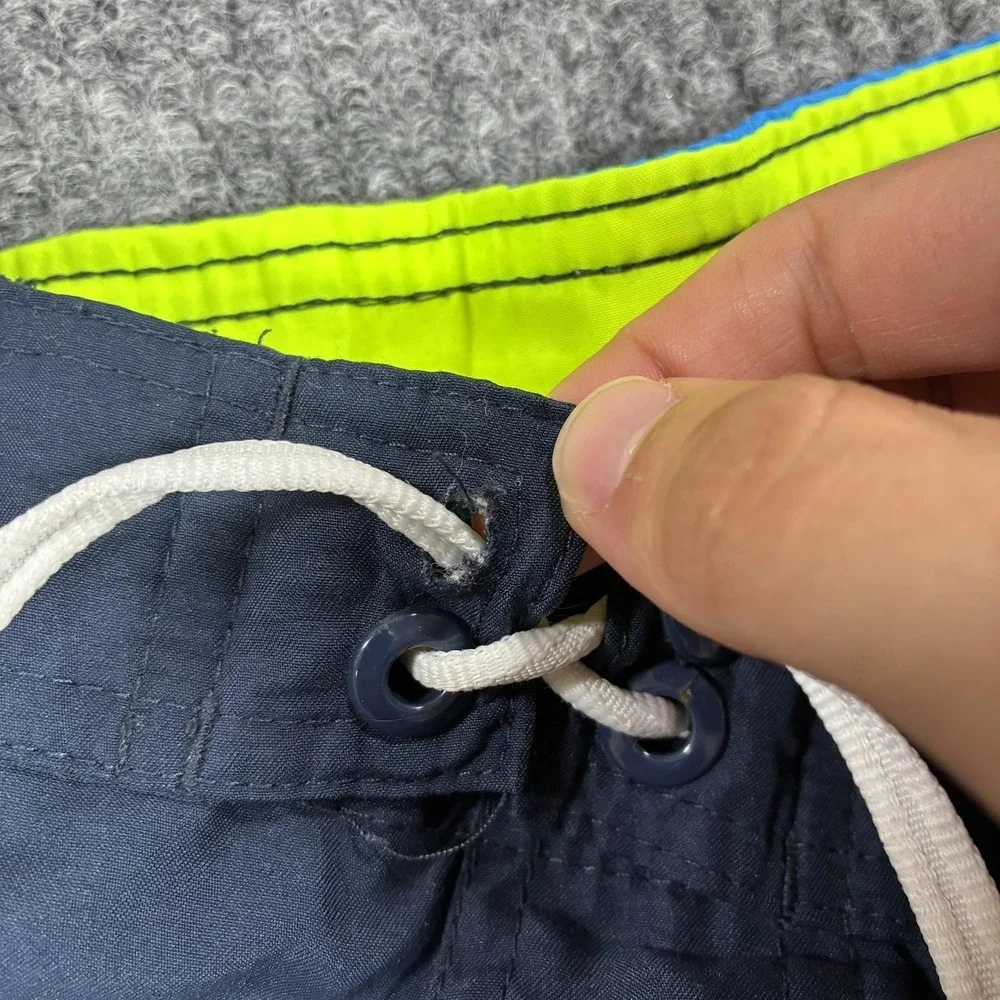 Nike Swim Shorts Mens L Blue Colorblock Board Trunks Drawstring Lined Pockets